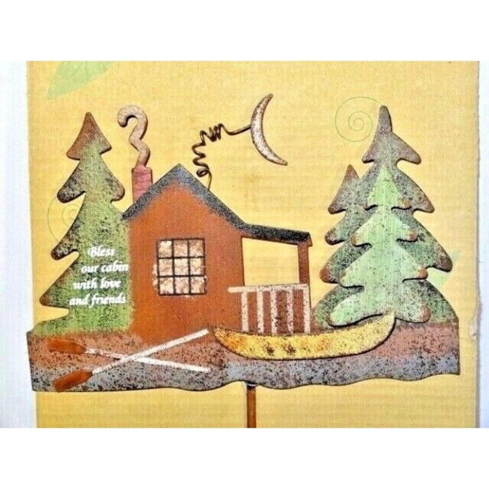 Lakeside Lodge Plant Pick Garden Stake Bless Our Cabin with Love and Friends NIP